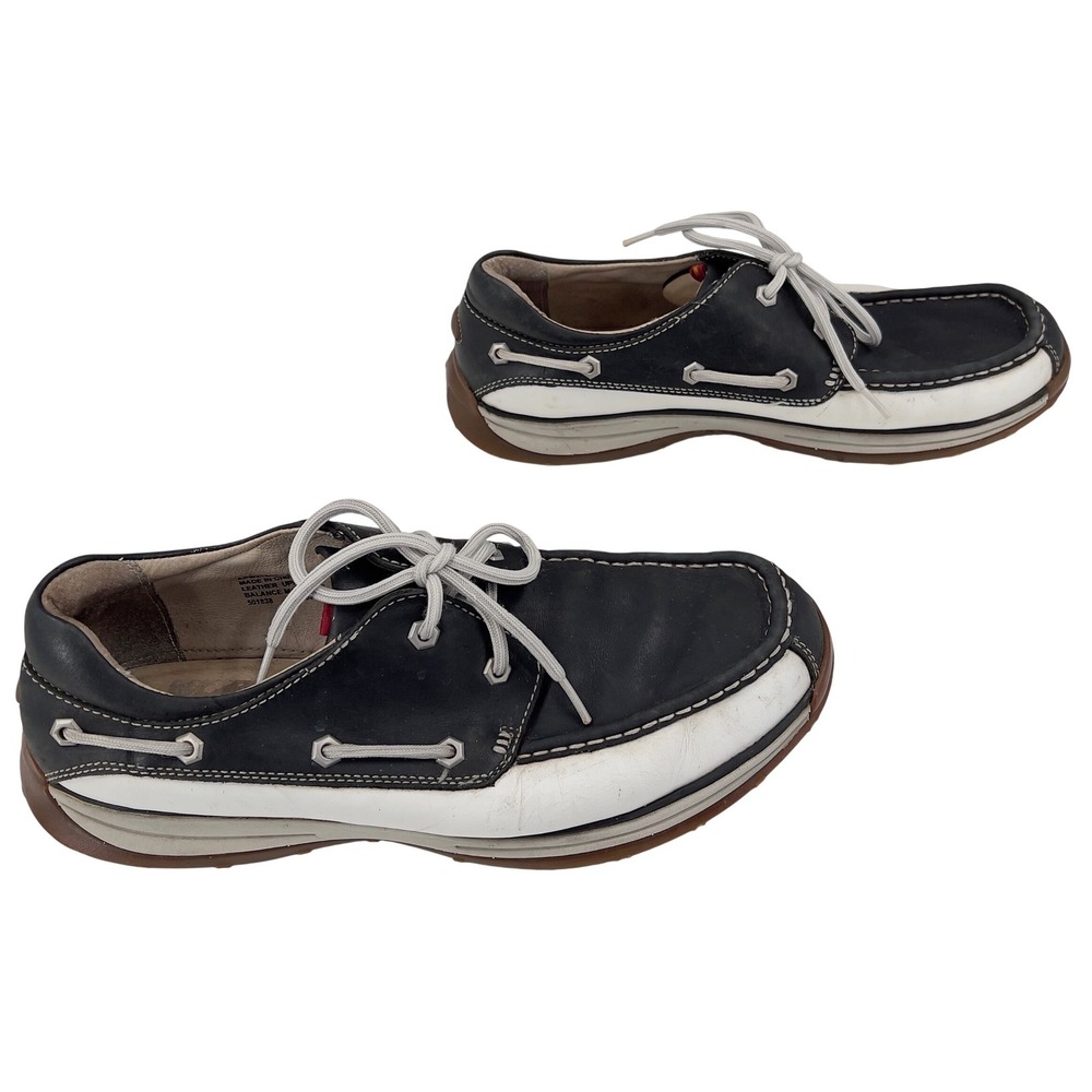 Rockport I Travel Leather Boat Shoes‎ Deck Black White Mens 13 M